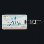 Insel Breeze Beach Custom Honeymoon Reisen Mr. Gepäckanhänger<br><div class="desc">Insel Breeze Painted Beach Szene,  mit Ocean Waves,  Sandy Beach und Palmen,  mit einem schönen aquamarinen blauen Himmel. Mit modernen Typografie-Script-Schriftart. Ein Sommer tropischer Strand,  oder Hochzeit in Urlaubsort Design - Personalisierter Groom Mr. Honeymoon Gepäckanhänger! ~ Karo mein Shop zu sehen,  die gesamte Hochzeitssuite für dieses Design!</div>