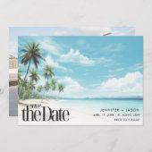 Insel Breeze Beach Hochzeit in Urlaubsort Save The Date (Vorne/Hinten)