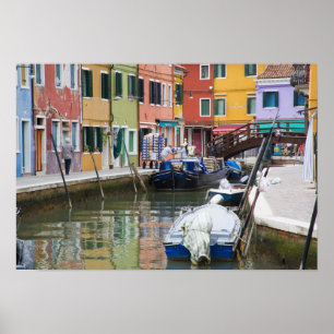 Insel Burano, Burano, Italien. Farbige 2 Poster