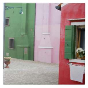 Insel Burano, Burano, Italien. Farbige Burano 2 Fliese