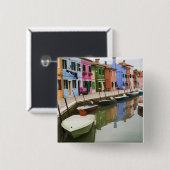 Insel Burano, Burano, Italien. Farblich 4 Button (Vorne & Hinten)