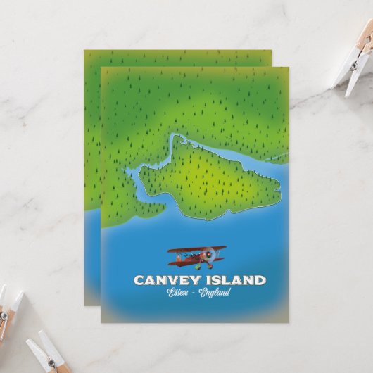 Insel Canvey, Essex Endland Karte (Vorderseite/Rückseite Beispiel)