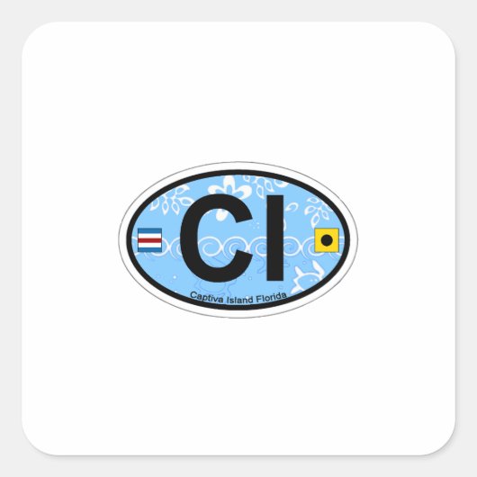Insel Captiva - Oval. Quadratischer Aufkleber (Vorderseite)