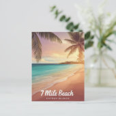 Insel Cayman 12 km Strand Aquarellmalerei Postkarte (Stehend Vorderseite)