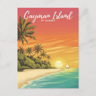 Insel Cayman bei Sunset Wasserfarbe Malerei Postkarte