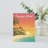 Insel Cayman bei Sunset Wasserfarbe Malerei Postkarte (Stehend Vorderseite)