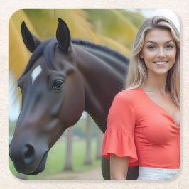 Insel Charm: Helena und ihr majestätisches Pferd Rechteckiger Pappuntersetzer