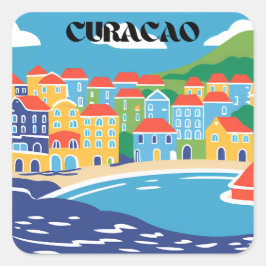 Insel Curacao Quadratischer Aufkleber
