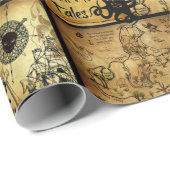 Insel der verlorenen Schatz-Karten-Collage Geschenkpapier (Rolleneckpunkt)