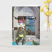 Insel des Spaßes, alles Gute zum Geburtstag! Karte (Gelbe Blume)