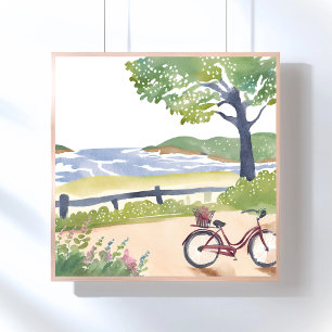 Insel-Fahrradtour   Martha‘s Vineyard Aquarell Poster