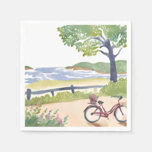 Insel-Fahrradtour   Martha‘s Vineyard Aquarell Serviette