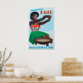 Insel Fidschi, einheimische Frau mit traditionelle Poster (Küche)