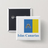 Insel-Flagge mit Namen auf spanisch Button (Vorne & Hinten)
