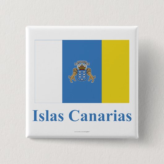 Insel-Flagge mit Namen auf spanisch Button (Vorderseite)