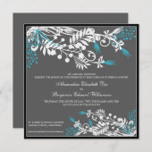 Insel Floral (Aqua) Elegante Hochzeit Einladung (Vorne/Hinten)