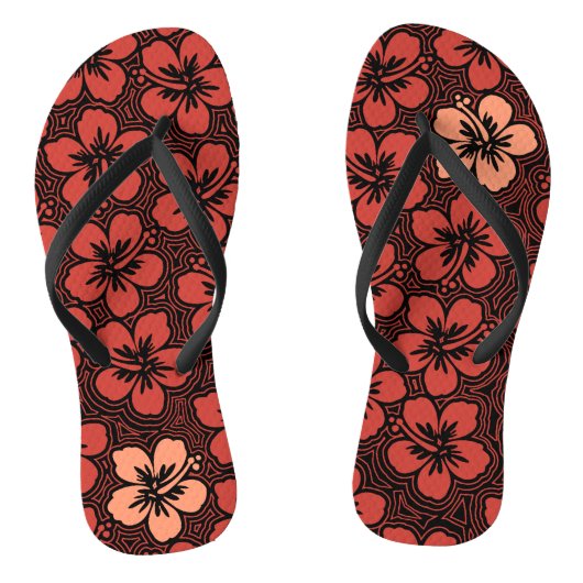 Insel Floral Hawaiian Accent Hibiskus Pinstriped Badesandalen (Fußbett)