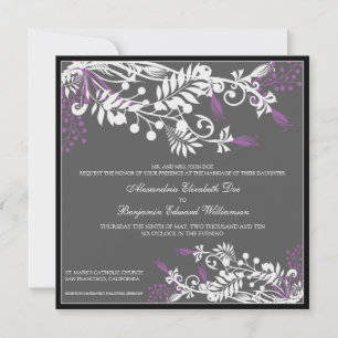 Insel Floral (lila) Elegante Hochzeit Einladung