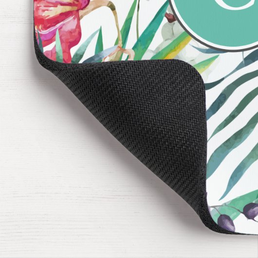 Insel Florales tropisches Muster mit Monogramm Mousepad (Ecke)