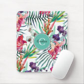 Insel Florales tropisches Muster mit Monogramm Mousepad (Mit Mouse)