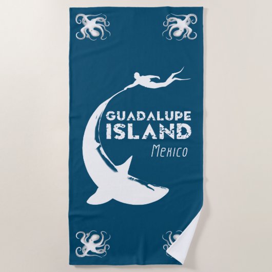 Insel Guadalupe Mexiko | Tauchen mit Haien Strandtuch (Vorderseite)