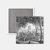 Insel Guam: Einheimische bei der Arbeit im Garten Magnet (Vorderseite/Rückseite)