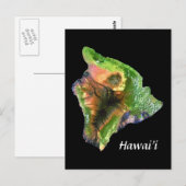 Insel Hawaii aus dem Weltraumbild Landsat Postkarte (Vorne/Hinten)