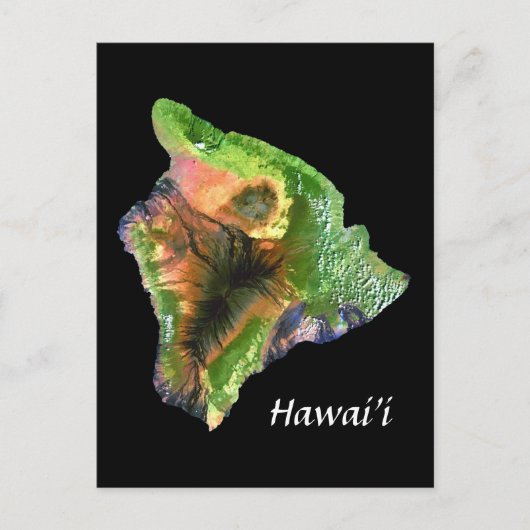 Insel Hawaii aus dem Weltraumbild Landsat Postkarte (Vorderseite)