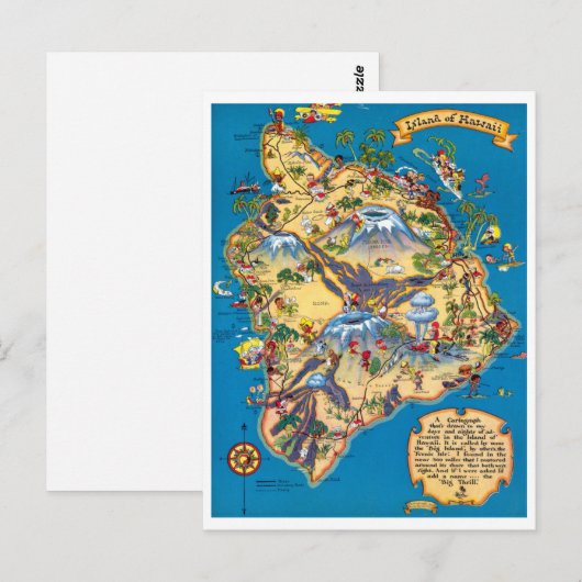 Insel Hawaii Funny Map Postkarte (Vorne/Hinten)