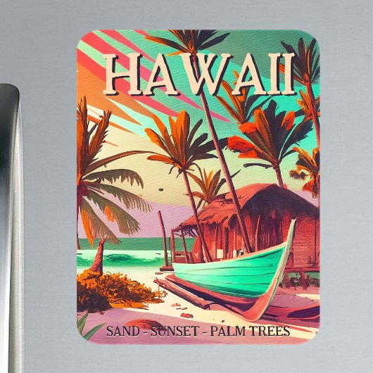 Insel Hawaii Tropischer Sonnenuntergang Palme Souv Magnet
