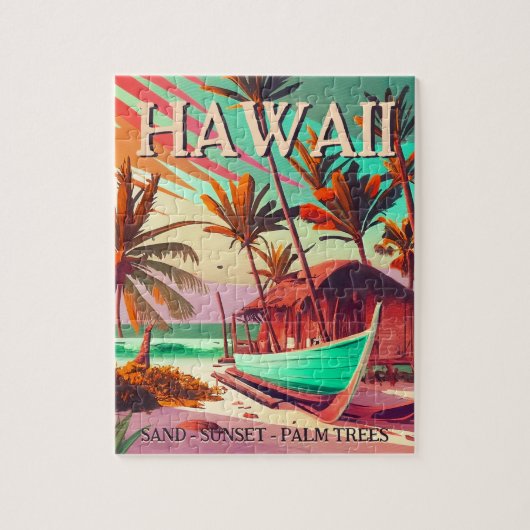 Insel Hawaii Tropischer Sonnenuntergang Palme Souv Puzzle (Vertikal)