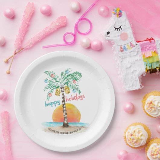 Insel Holiday Tropical Beach Palm Weihnachten Pappteller (Party)