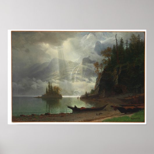 Insel im See (Öl auf Leinwand) Poster (Vorne)