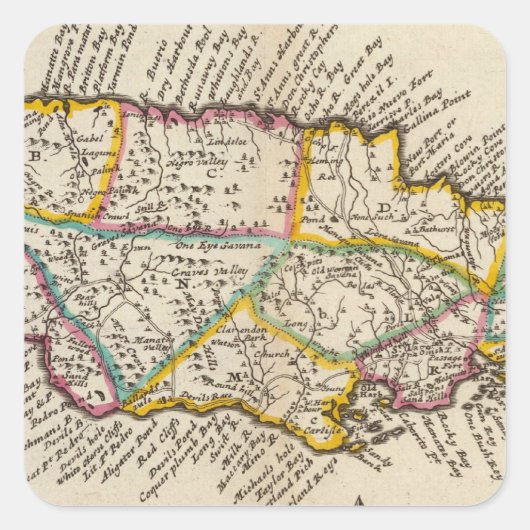 Insel Jamaika Quadratischer Aufkleber (Vorderseite)