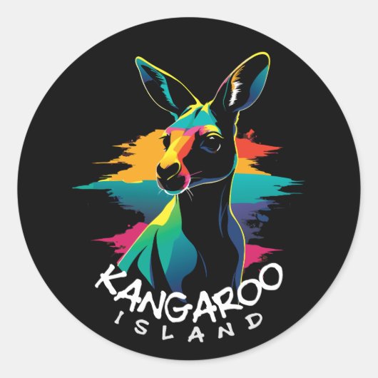Insel Kangaroo Runder Aufkleber (Vorderseite)