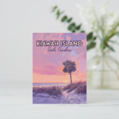 Insel Kiawah South Carolina Beach Palm Tree Postkarte (Stehend Vorderseite)