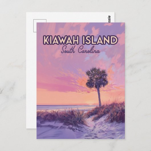 Insel Kiawah South Carolina Beach Palm Tree Postkarte (Vorne/Hinten)