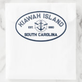 Insel Kiawah South Carolina Navy Oars Anchor Ovaler Aufkleber (Tasche)
