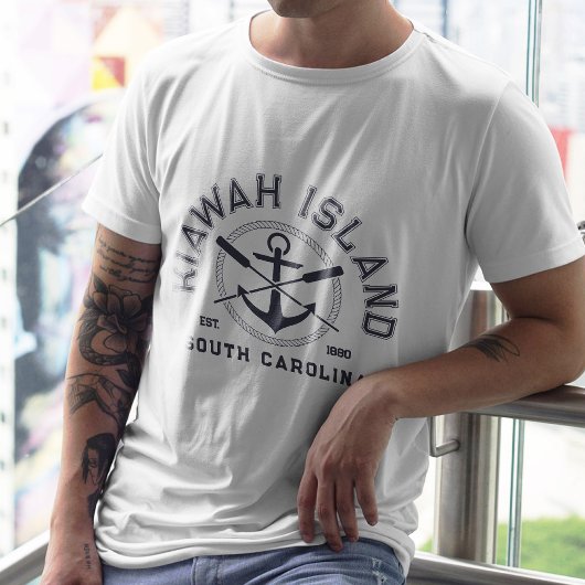 Insel Kiawah South Carolina Navy Oars Anchor T-Shirt