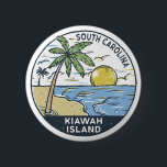 Insel Kiawah South Carolina Vintag Button<br><div class="desc">Kiawah Island Beach handgezeichnete Abbildung mit Bergen und Meereswellen im Hintergrund. Ideal für jeden,  der Lieben hat,  den Strand von Kiawah Island zu besuchen.</div>