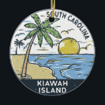 Insel Kiawah South Carolina Vintag Keramik Ornament<br><div class="desc">Kiawah Island Beach handgezeichnete Abbildung mit Bergen und Meereswellen im Hintergrund. Ideal für jeden,  der Lieben hat,  den Strand von Kiawah Island zu besuchen.</div>