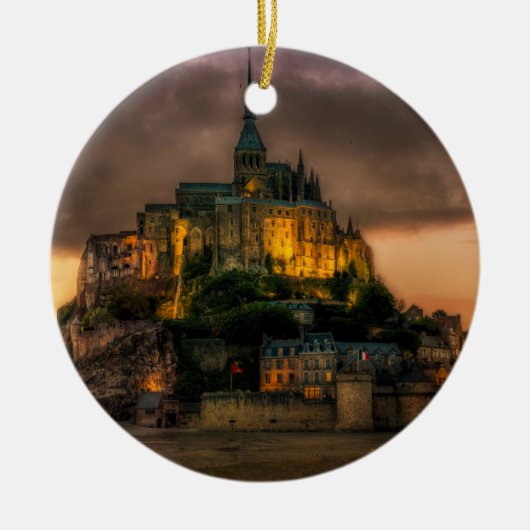 Insel-Kirche Normandie Mont St. Michel Keramik Ornament (Vorne)