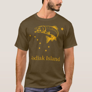 Insel Kodiak Lachs Alaska Staatsflagge Fischerei T-Shirt