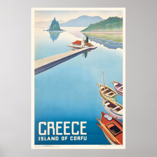 Insel Korfu Griechenland Vintage-Reiseposter Poster