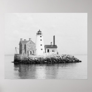 Insel-Leuchtturm, 1896. Vintage-Foto Poster