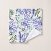 Insel Lila Lilac Tropical Palm Blätter Sommer Badhandtuch Set (Waschlappen)