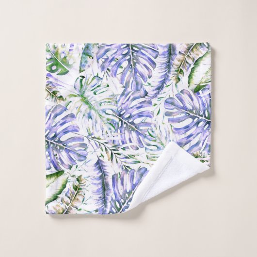 Insel Lila Lilac Tropical Palm Blätter Sommer Badhandtuch Set (Waschlappen)