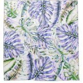Insel Lila Lilac Tropical Palm Blätter Sommer Duschvorhang (Vorderseite)