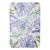 Insel Lila Tropical Palm Blätter Sommerinsel Badematte (Vorderseite Vertikal)