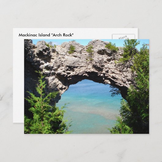 Insel Mackinac "Arch Rock" Postkarte (Vorne/Hinten)